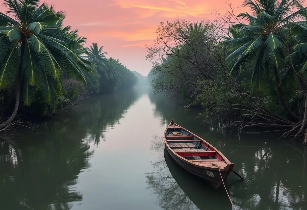 Then comes winter, the most forgiving season in the backwaters. The air is cool and fragrant, and the skies turn into watercolor paintings of mauve and peach.
